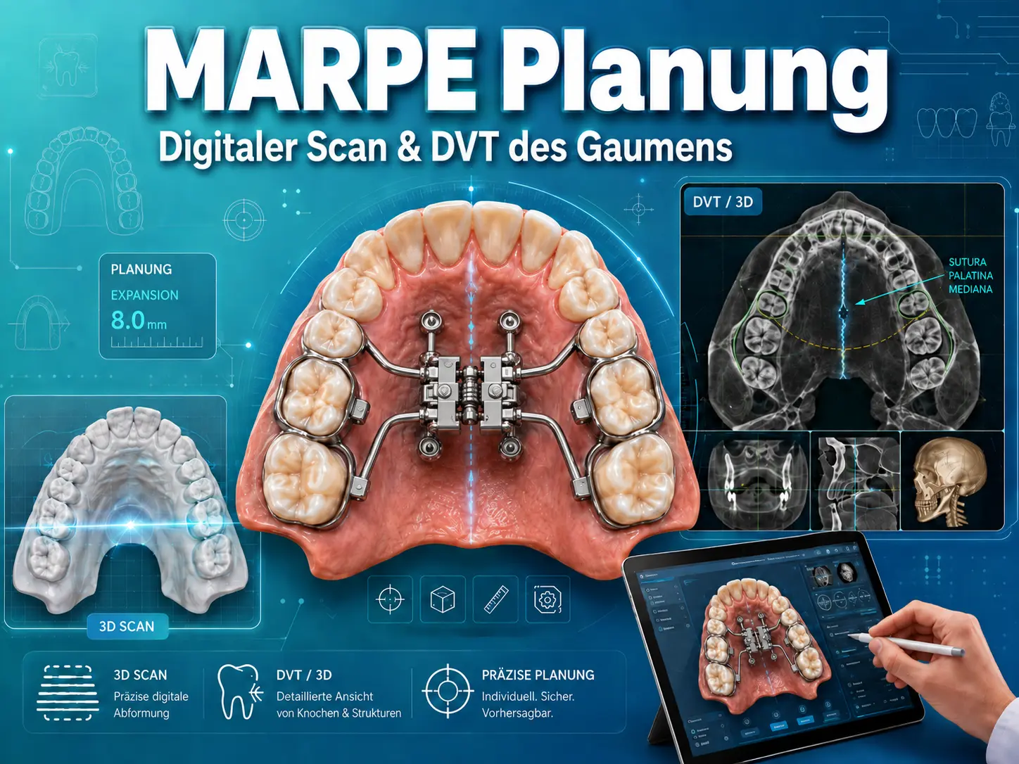 Digitale Planung einer MARPE-Behandlung mit 3D-Scan und DVT-Aufnahme des Gaumens